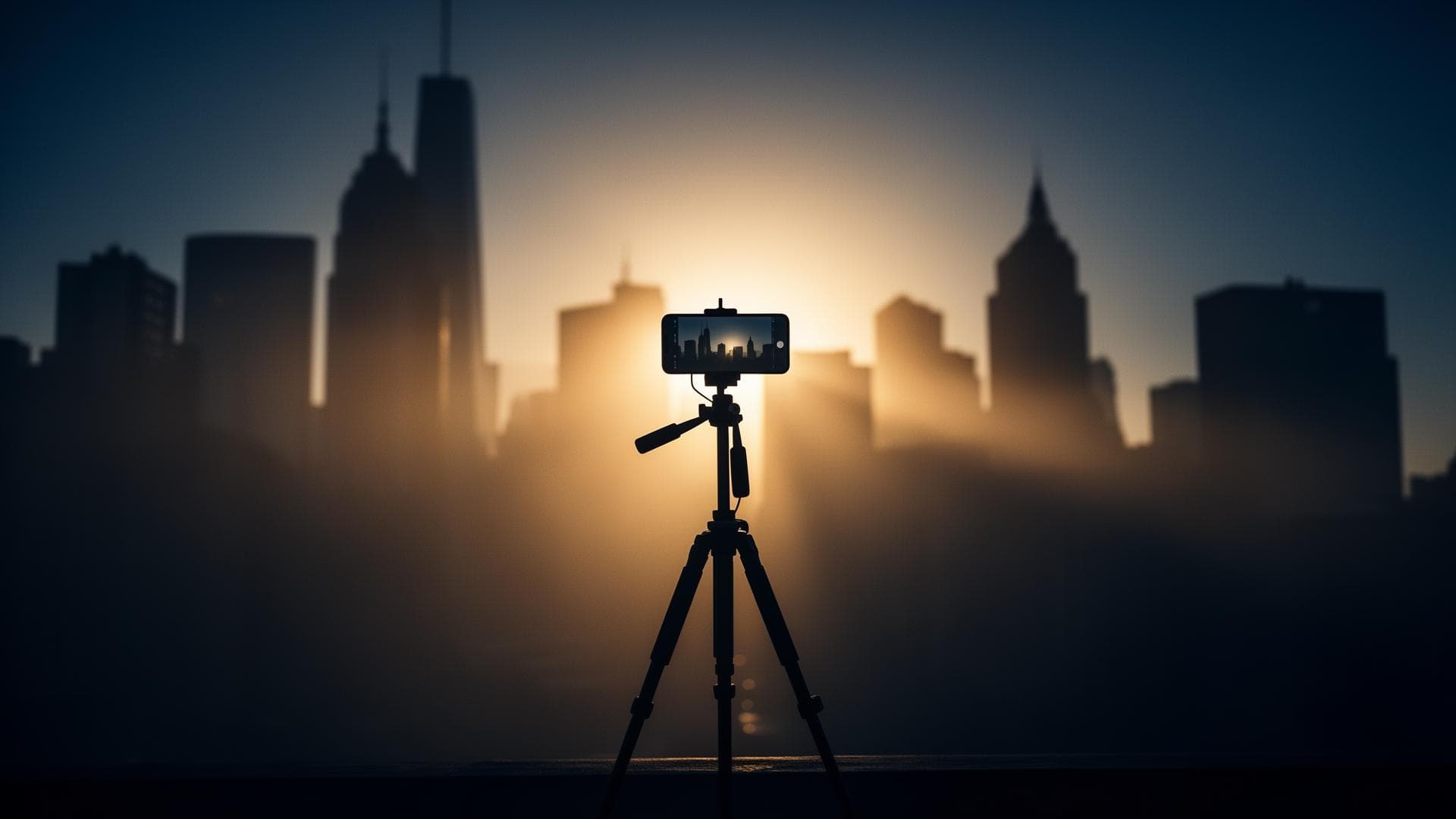 A citizen reporter films at golden hour